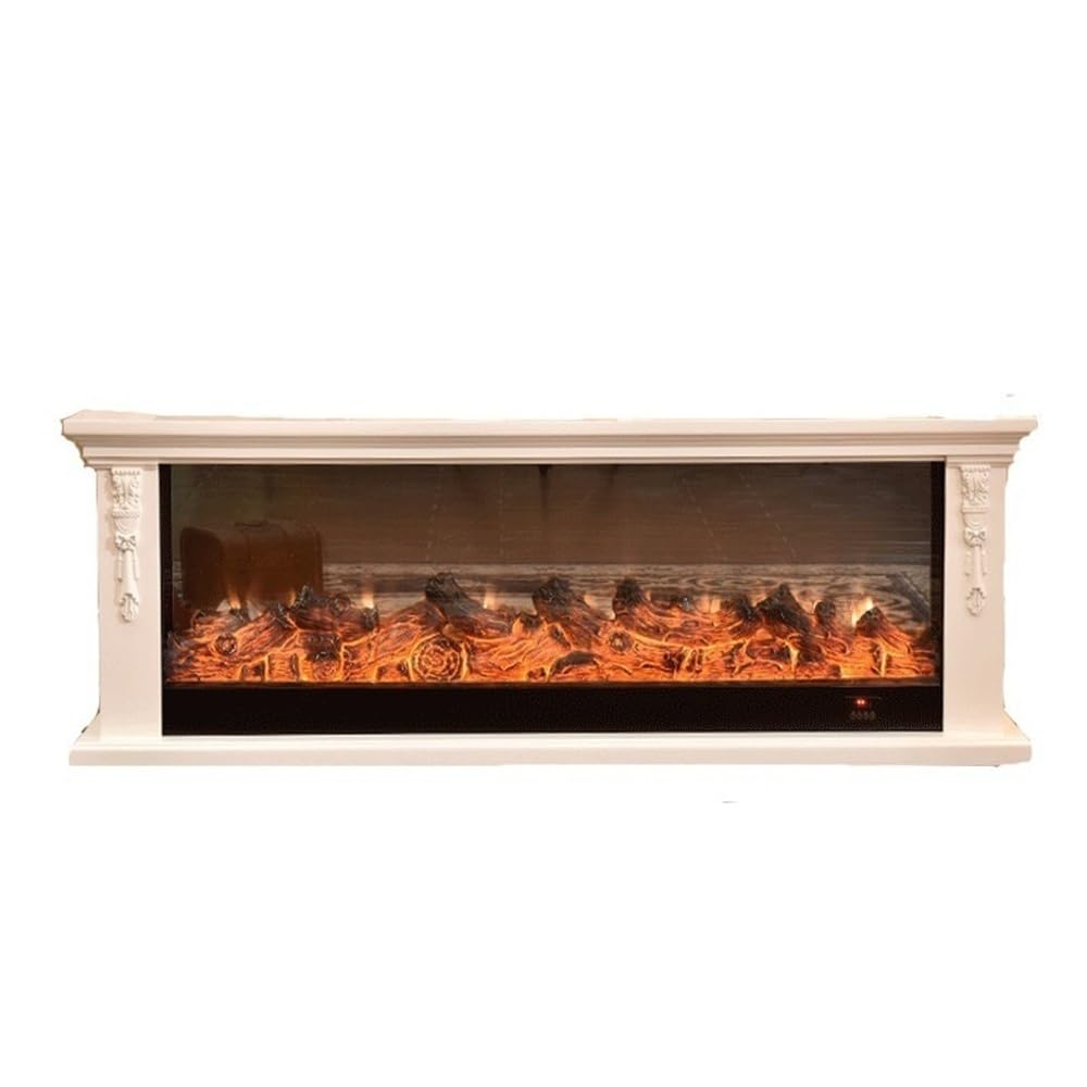 Ivory Electric Fireplace Mantel TV Stand