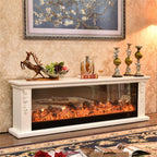 Ivory Electric Fireplace Mantel TV Stand