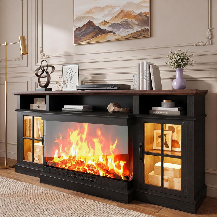 Fireplace TV Stand with LED Lights